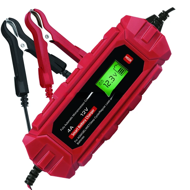 70W Fully Automatic Battery Charger, 6V/12V Lead-Acid Auto Batterys  Charger/Maintainer with LCD Digital Display/IP65 Protection for Car,  Motorcycle