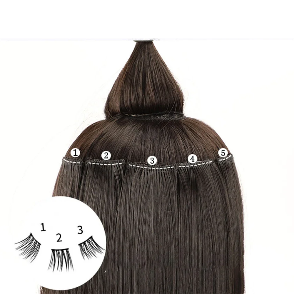 Synthetic Women Invisible Seamless Long Straight Wig Natural Fake One-piece Increase Hair Volume Hair Extensions 30cm hair extensions