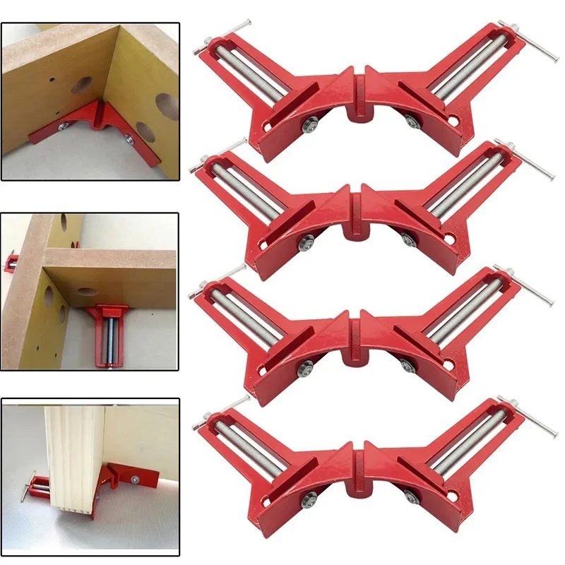 Abrazadera de ángulo recto de 1/4 piezas, abrazadera de esquina de 90 grados, soporte de Marco de imagen, soporte de vidrio, herramientas manuales de carpintería DIY