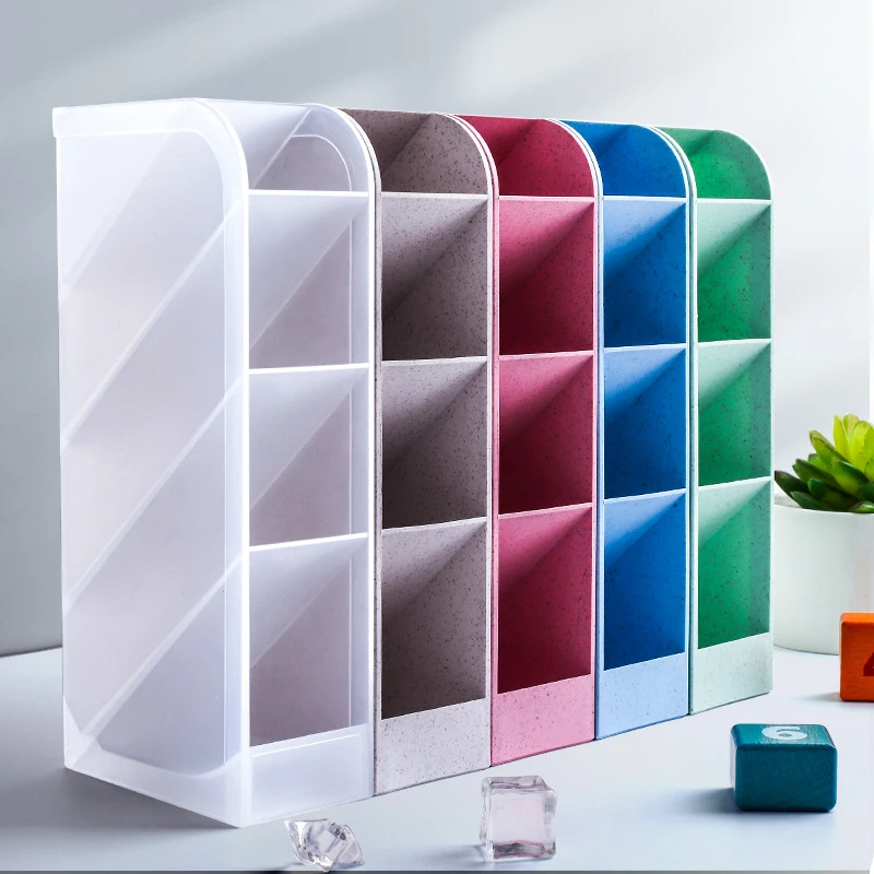 Desktop Organizer Pen Pencil Makeup Brush Storage Box 4 Grid