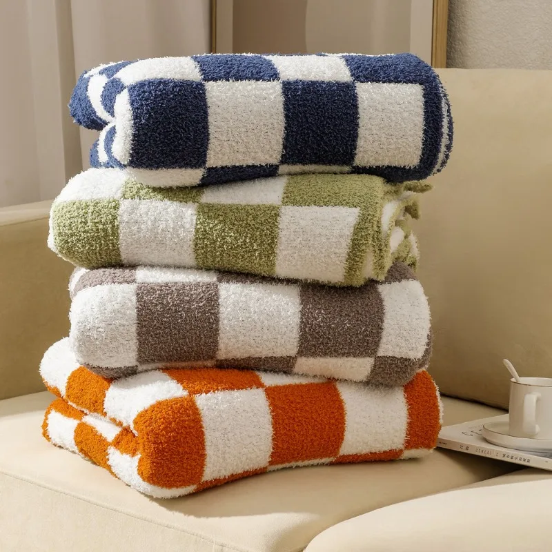instagram-nordic-sofa-blanket-plaid-velvet-blanket-checkerboard-cover-blanket-knitted