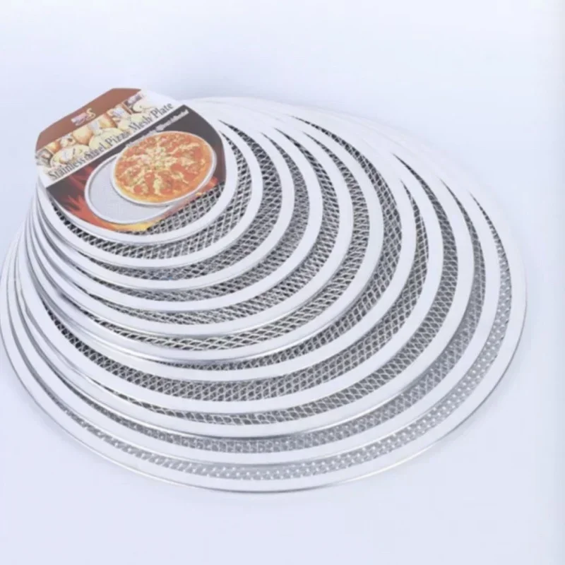 6-14 Inch Pizza Baking Pan Mesh Round Aluminum Pizza Screen Baking Pan DIY Non-stick Mold Oven Hollow Pie Mesh Tool pizza bakeware