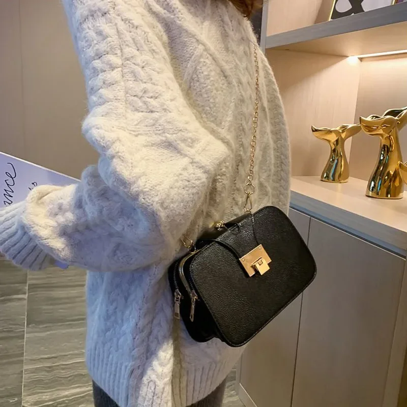 New Women's Version Diagonal Fashion Women's Bag Single Shoulder Bag Messenger Bag Mobile Phone Small Bag Chain Small Square Bag