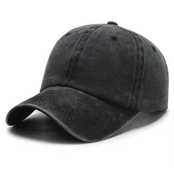 Unisex Versatile Washed Baseball Cap with Sun Protection (Black)