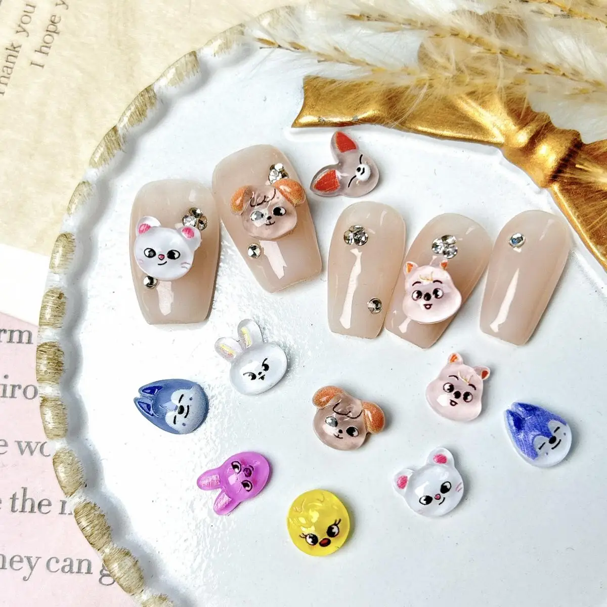 Random Mixed 3D Resin Luminous Rabbit Nail Charms Cute Cartoon Dog Rabbit Chicken Nail Art Decorations Phone Case Accessories 4