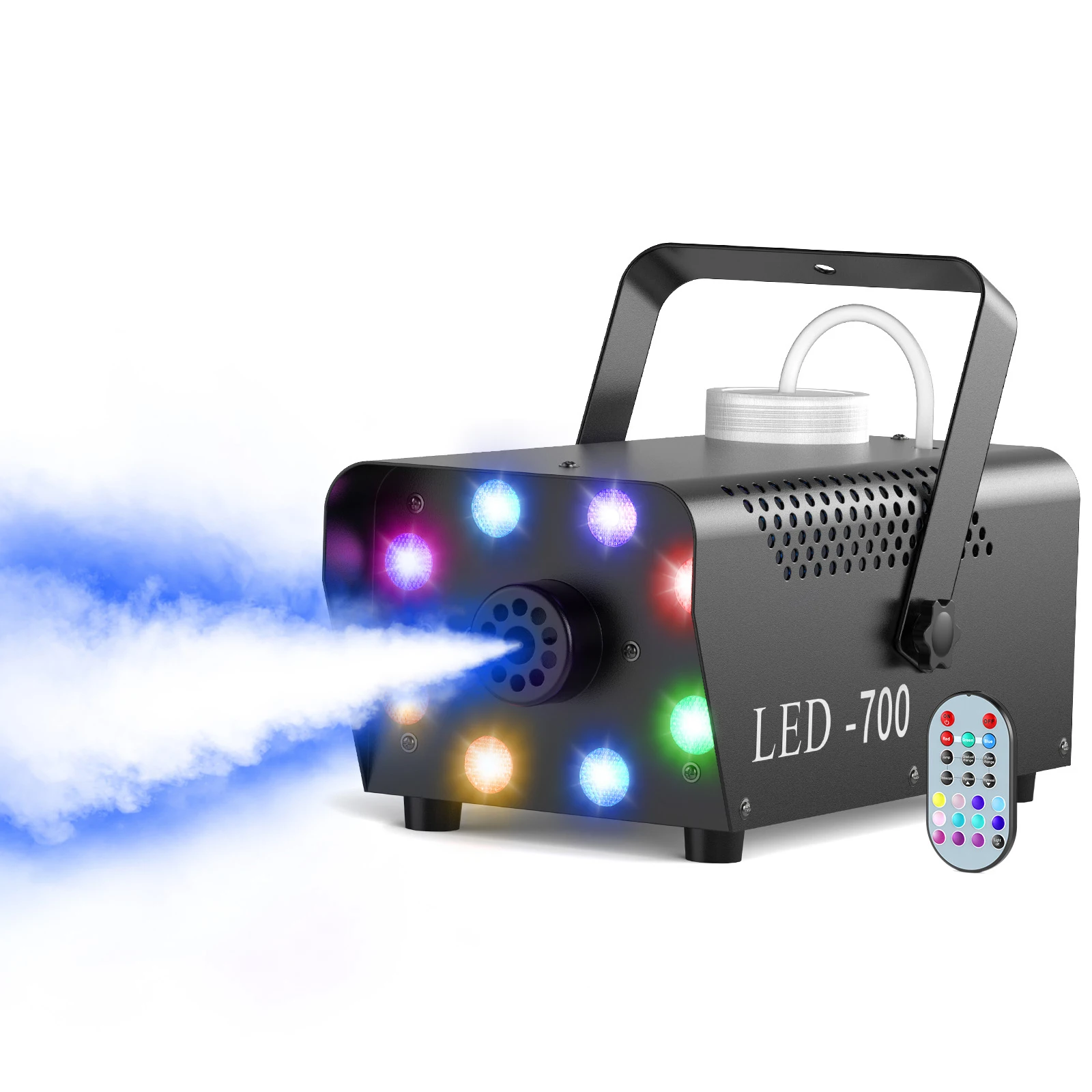U'King 700W Smoke Machine RGB 3in1 8 LED Stage Colorful Spray Fog Machine Stage Light Wedding Banquet Disco DJ Show Christmas