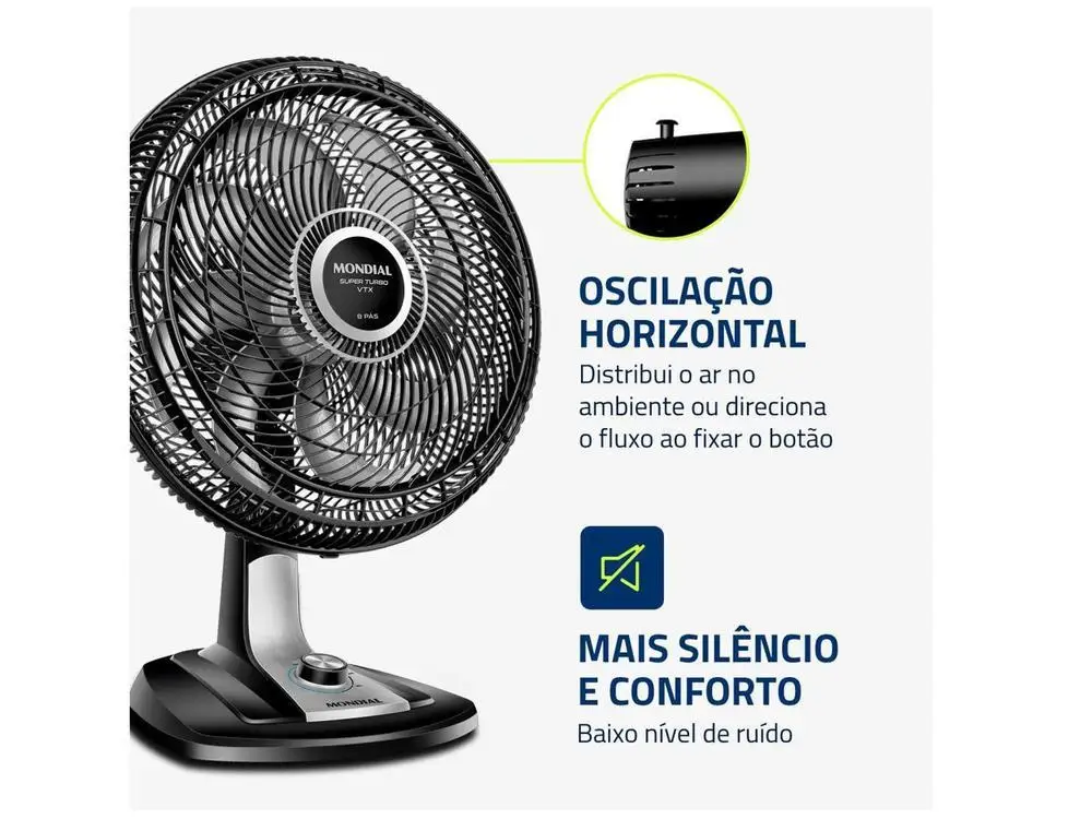 Ventilador de Mesa Mondial VTX-40-8P Turbo 40cm 3 Velocidades - 220V 5