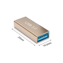 Gold USB 3.0 Type A Female to Female Connector Adapter - 35MM (USB Female to Female)
