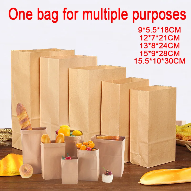 Braune Kraftpapiertüten Recycelbare Takeout-Beutel Lebensmittel-Backverpackung Geschenk-Partytüten Kinder-Süßigkeitenverpackung Kraft-Lunchbeutel LPBZ01