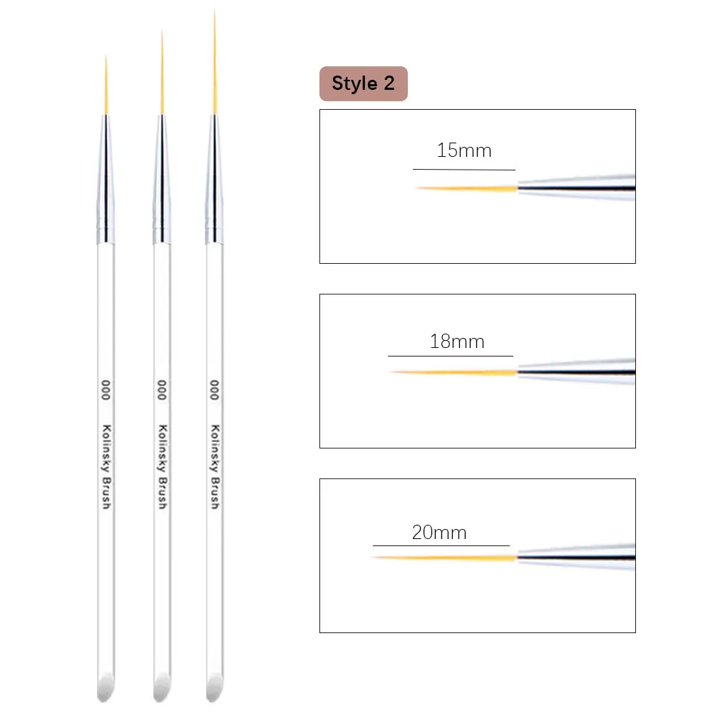 3pcs Transparent French Stripe Liner Nail Brush 3D Tips Manicure Ultra-thin Line Drawing Pen Brushes Painting Nail Art Tools