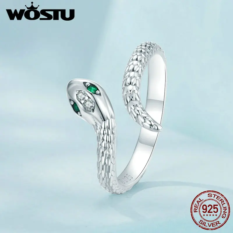 Wostu 925 Sterling Silver Viper Anello Di Apertura Snake Finger Ring Per Le Donne Party Daily Gift Regolabile Fine Jewellery Fir980-E