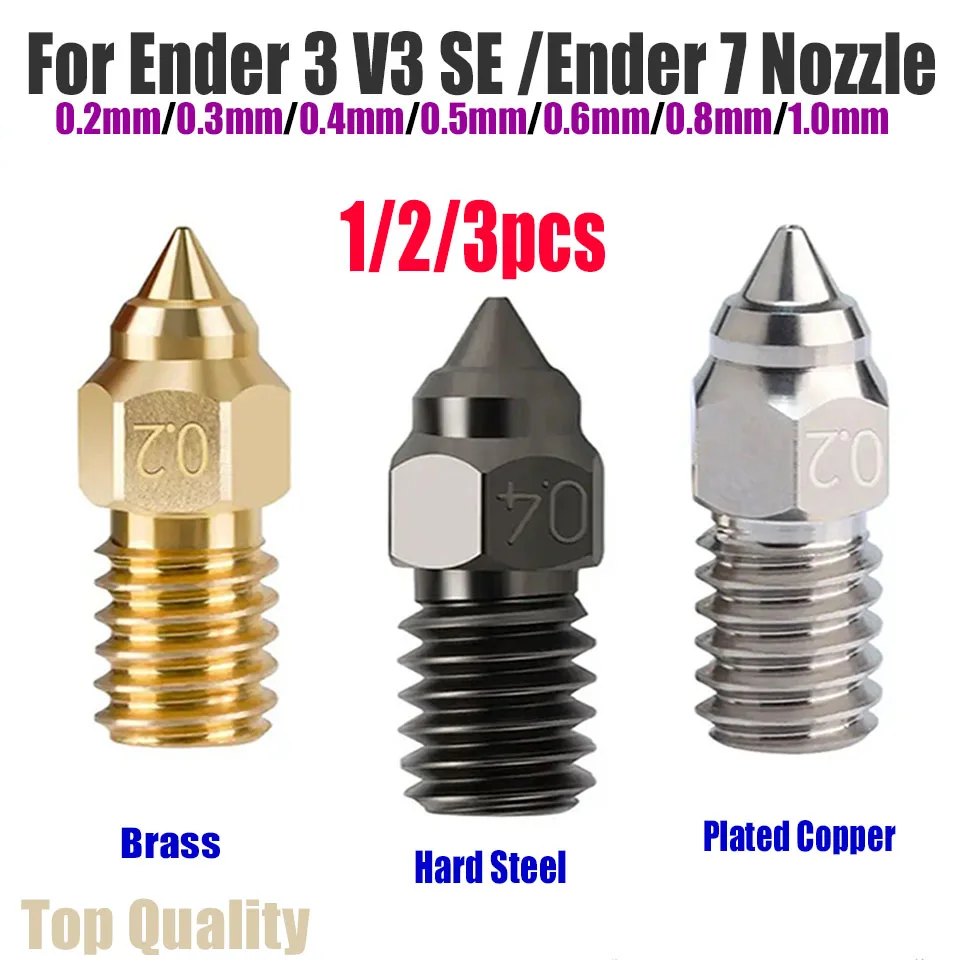 For Ender 3 V3 SE Nozzle ENDER 7/Spider ender 5 S1 Serise 0.2 0.4 0.6 0.8 1.0mm 3D Printer Parts High Speed Nozzles 1/2/3PCS 1 2 3pcs mk8 nozzle cht high flow 0 2 0 3 0 4 0 6 0 8 1 0 1 2 mm nozzle brass for cr10 cr10s kp5l ender 3 3d printer parts