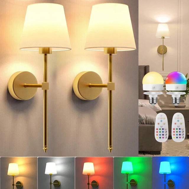 Wireless battery powered wall lamp rechargeable wall lamp dimmable detachable bulb remote control 10 color wireless wall lamp 1