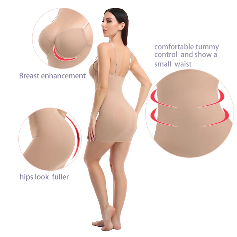Women's Shapewear Control Slips Seamless Bodysuit Camisole Body Shaper Push Up Chest Dress Underwear Slimming Corset Sheath