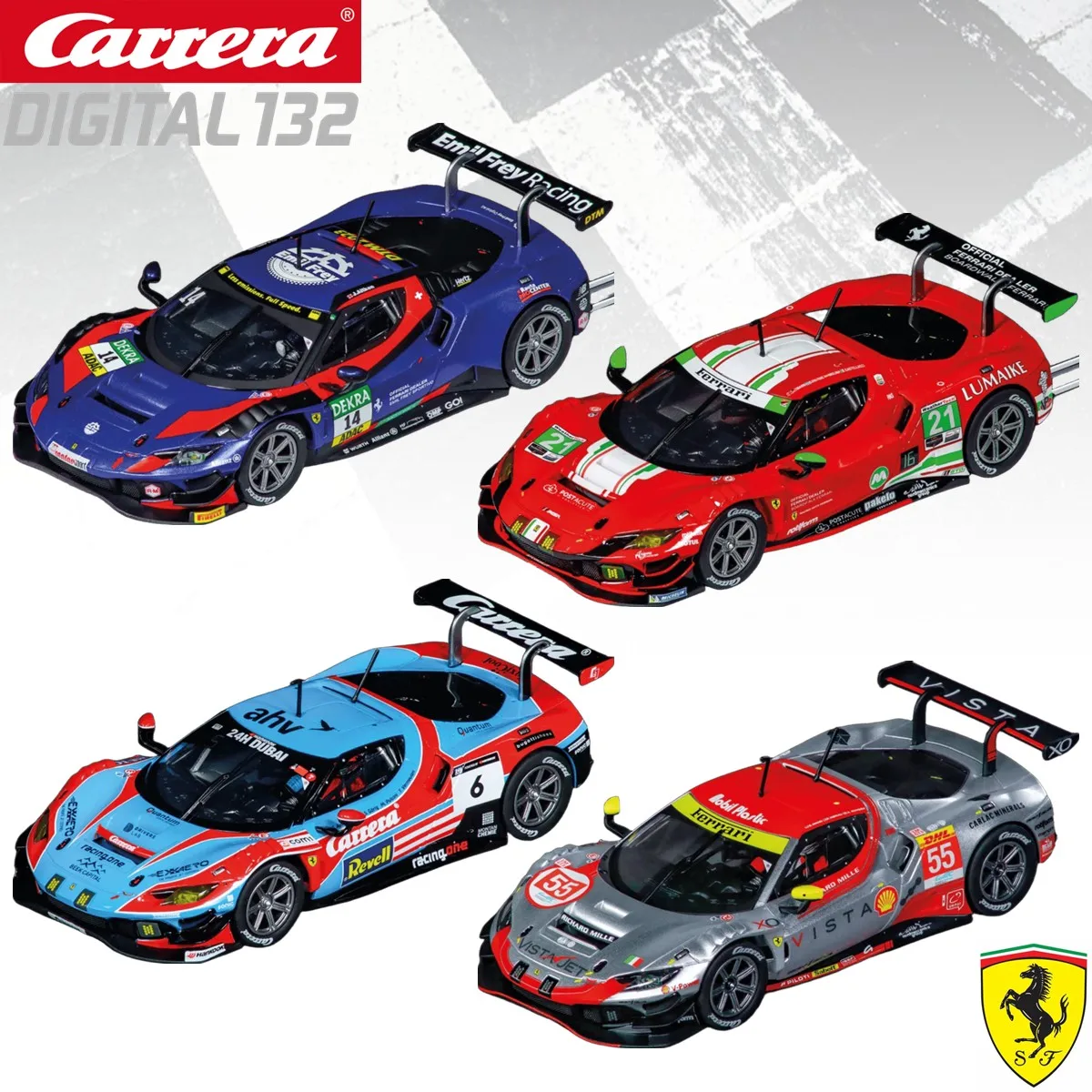 carrera スロットカー：Ferrari 296 GT3 デジタルモデルの実際の走行