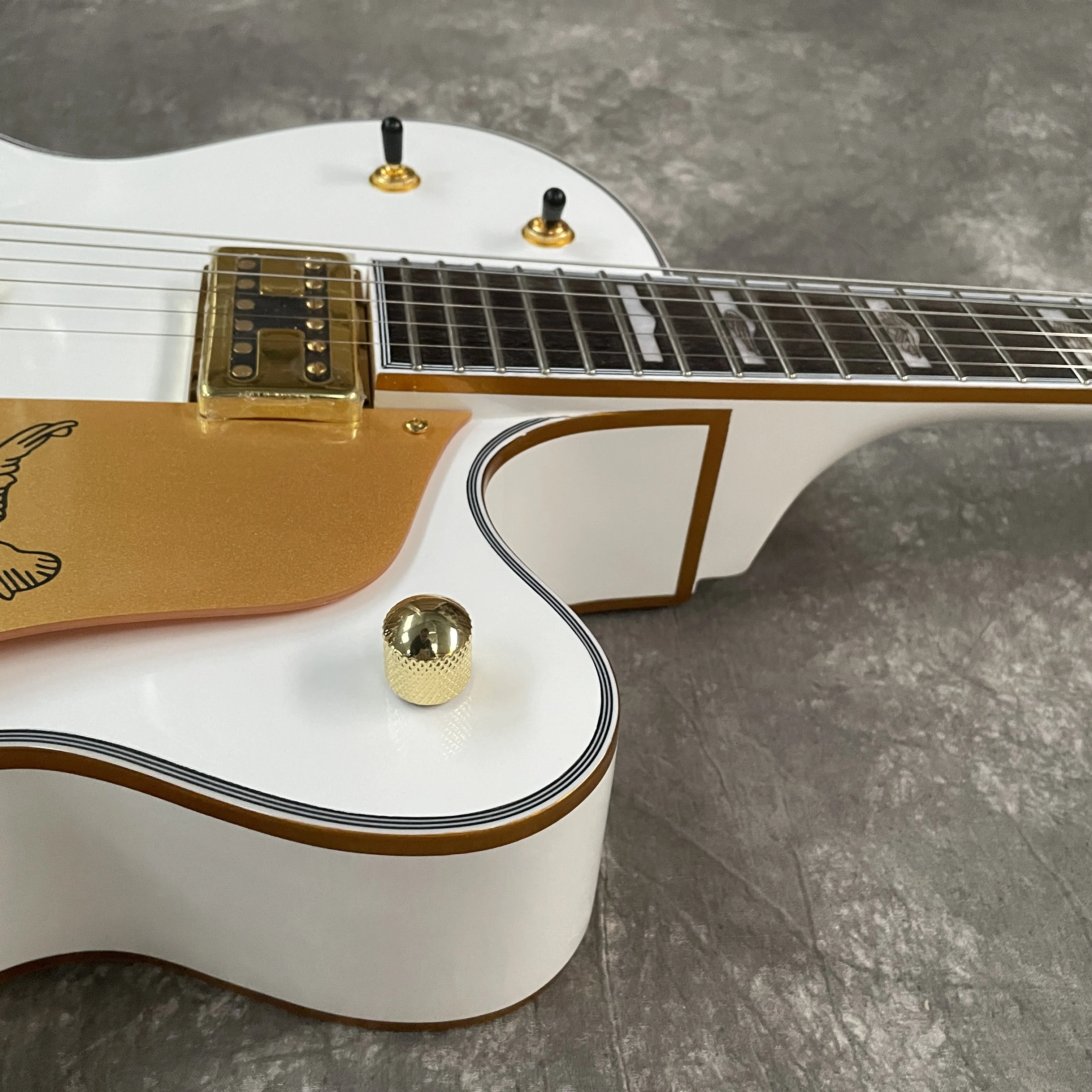 white Hollow Electric Guitar with big tremolo bar Fast In Stock