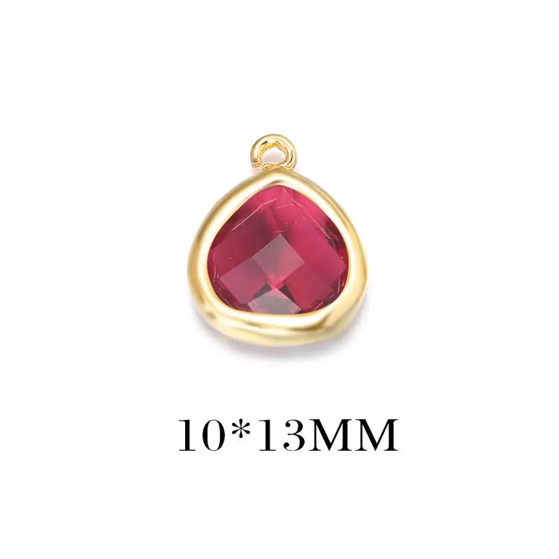 Colgantes de Encanto de Triángulo de Vidrio y Metal de Alta Calidad Accesorios de Joyería de Colorido Bronce Dorado Champán 4PCS 8x11MM 10x13MM - details 0