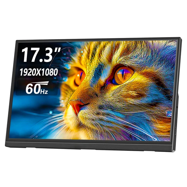 17.3'' Portable Monitor USB-C HDMI Computer Display LCD Screen for PC Mac Phone Xbox Switch PS HDMI USB External Laptop Screen