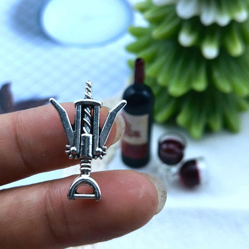 New 2pcs Dolls Accessories 1:12 Bottles Kitchen Bar Miniature Metal Wine Drink Bottle Opener Corkscrew Doll House Decoration 6