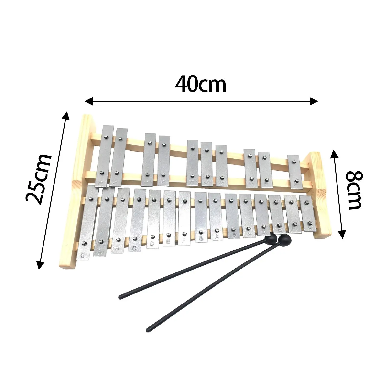 25 Note Glockenspiel Xylophone Gifts Wooden Frame Compact for Kids Adults,with