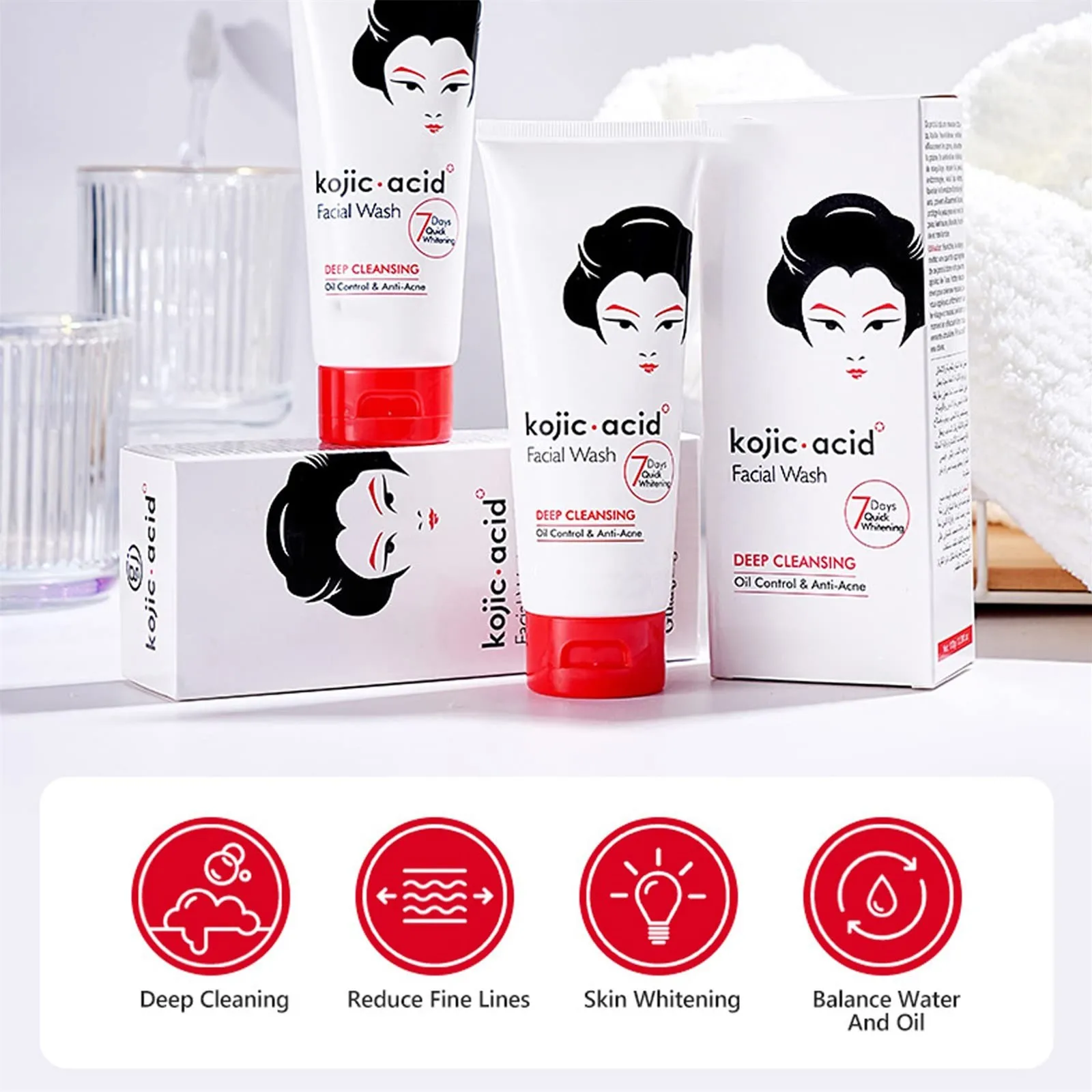 Pomya Kojic Face Wash,Deep Cleaning, Skin , Mild, Multi Function,Easy To Use,Hydrating Moisturizing,Skin Brightening For Normal