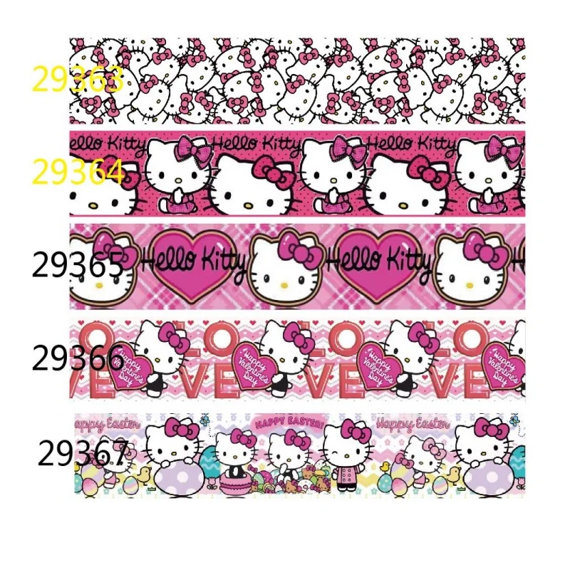 

10Yards Sanrio Ribbons Printed Hello Kitty Grosgrain Ribbon for Hairbows Gifts DIY Craft Materials