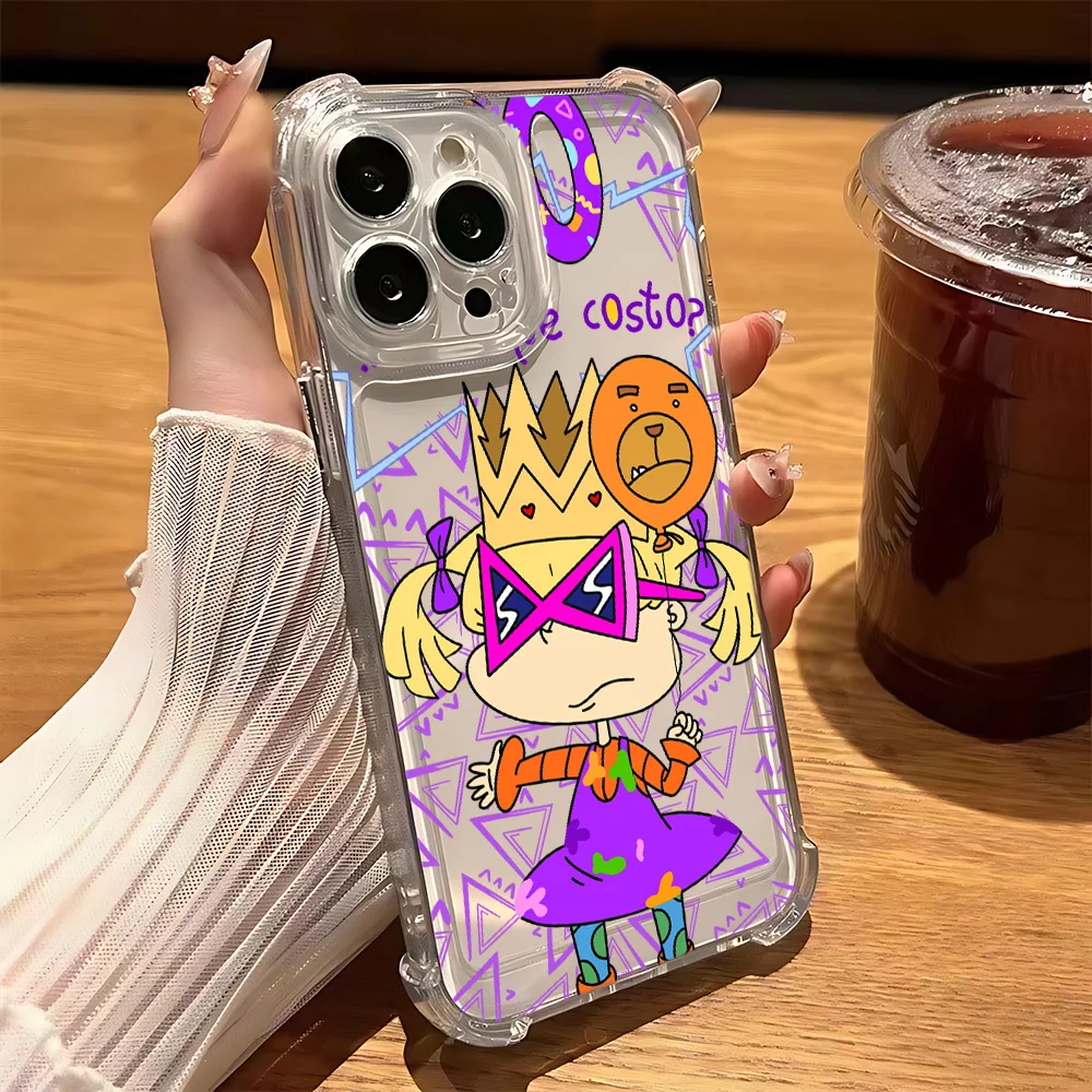 Playful Cartoon Rugrats Phone Case - Durable Clear TPU Cover with Anti-Fall Protection