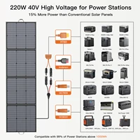 Panneau solaire pliable MHPOWOS 220W, chargeur solaire 40V pour station d'alimentation, camping-car, camping, pêche hors réseau, panneau solaire monocristallin portable étanche IP67 3