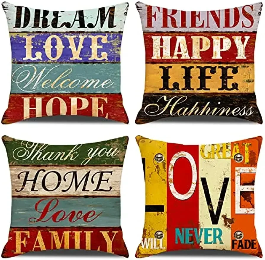Linen Square Cushion Cover Modern Home Sofa Decoration Pillow Cover Vintage Pillowcase 50*50 Decor autumn decoration