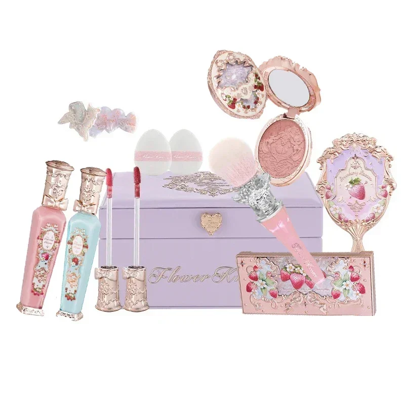 Flower Knows Strawberry Rococo All-In One Gift Set Makeup Kit Full Professional Eyeshadow Blush Powder Lip Cream 10 Pcs Set 2