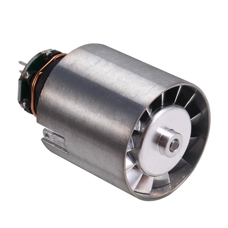 Comparaison de taille du moteur sans balais 90000 tr/min pour souffleur avec une main, soulignant sa compacité.