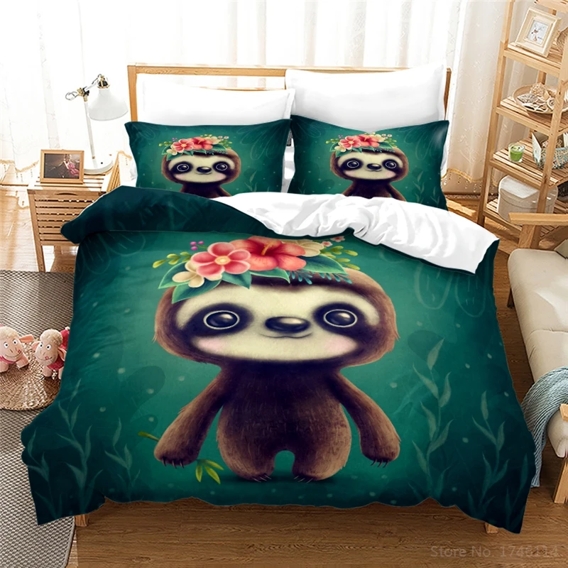 

Cute Folivora Sloth Animal 3D Printed Duvet Cover Set Children Kids Cartoon Bedding Set Comforter Cover & Pillowcase Bedclothes