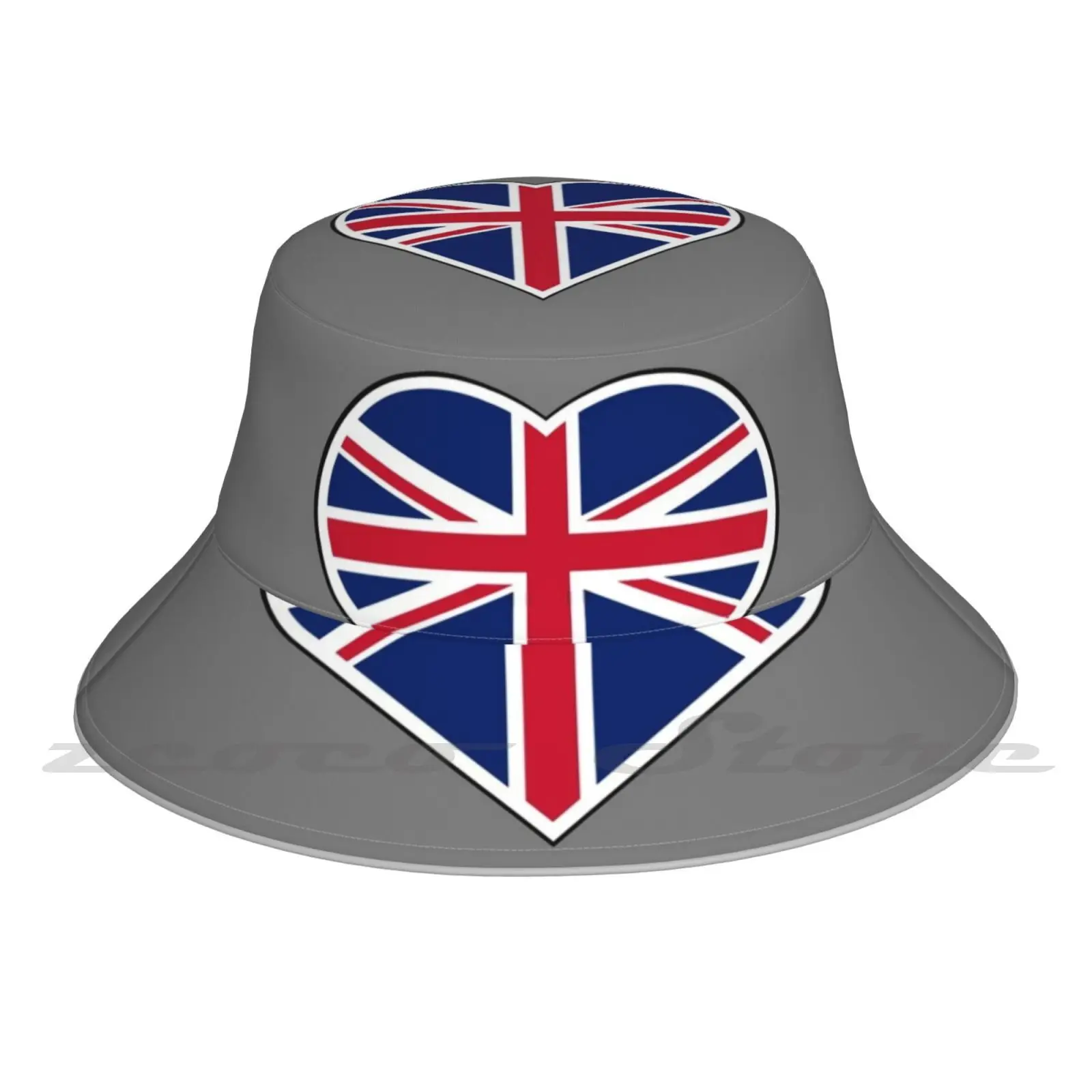 

My Heart For United Kingdom Cap Diy Foldable Sunshade Fashion Leisure Bucket Hat Heart United Kingdom Uk London Blue Red Jack