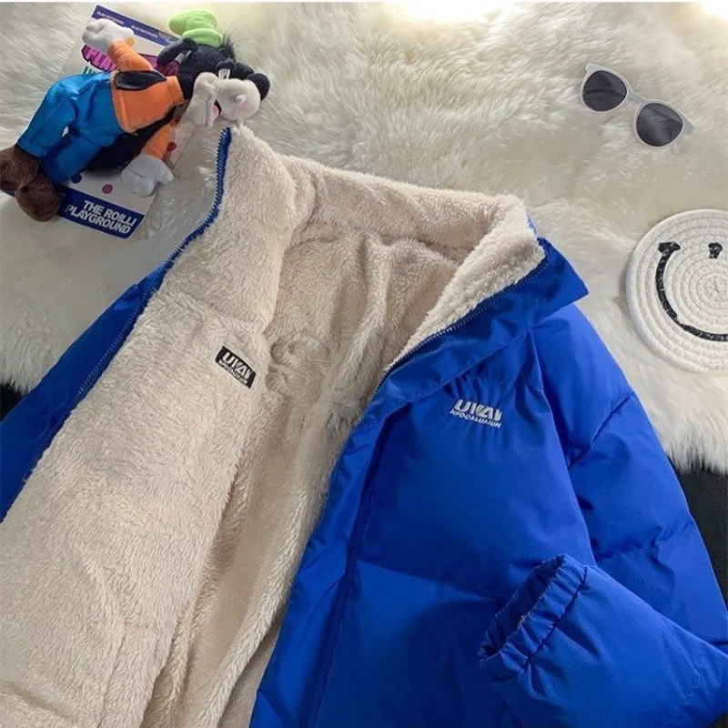 Winter Heated Coat Loose Fleece Outerwear Korean Fashion Thickening Cotton-padded Leisure Stand Collar Lovers Windbreak Jacket