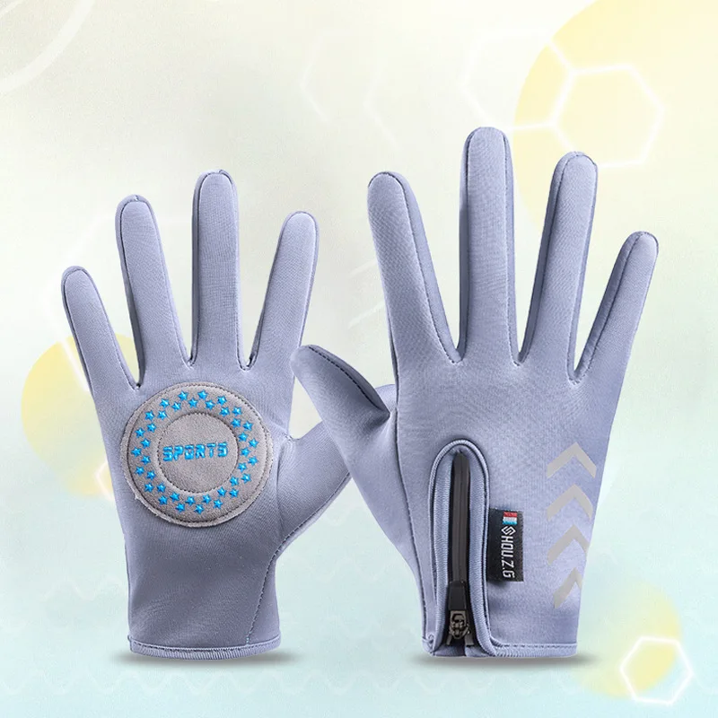 Children's Gloves Cycling Winter Autumn Thermal Gloves Warm Kids Reflect Light Non-Slip Ski Fleece Scooter Gloves Zipper 4