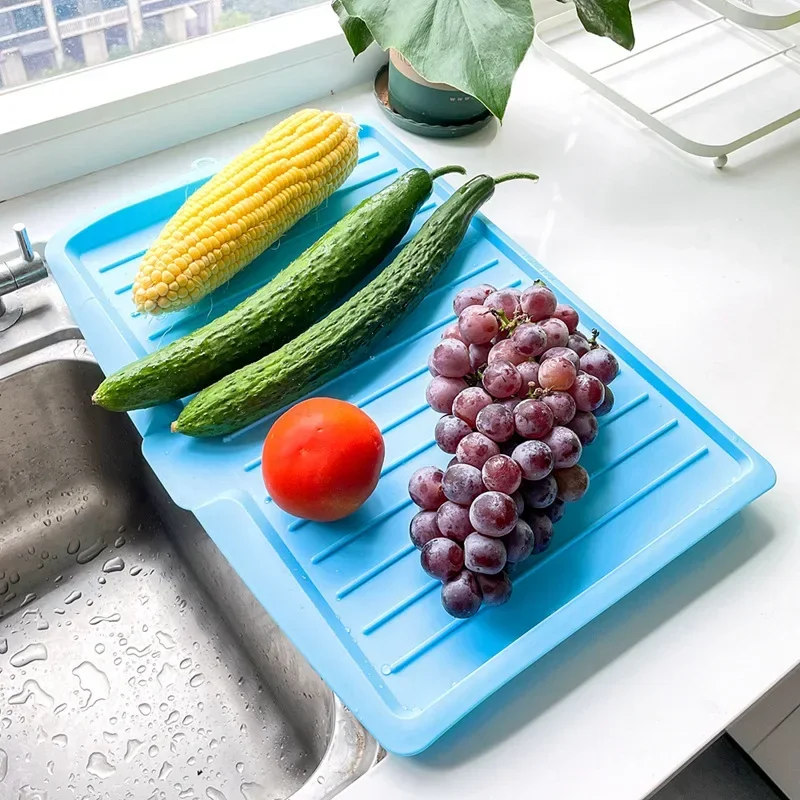 Tableware Drain Rack Multi-functional Plastic Drain Tray Fruit Vegetable Tray Countertop Bowl and Chopsticks Storage Rack storage tray kitchen tray water tray