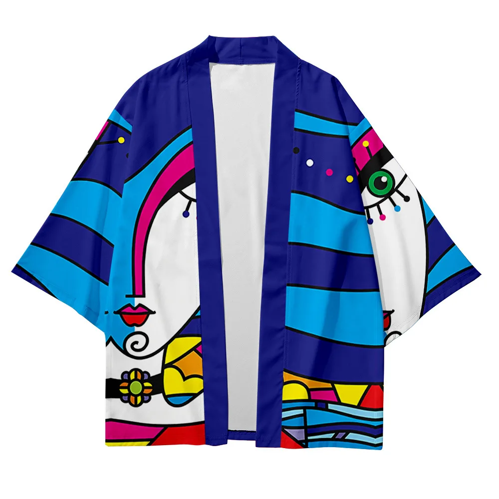 Men and women Japanese kimono traditional art elements casual loose thin coat Asian kimono cardigan