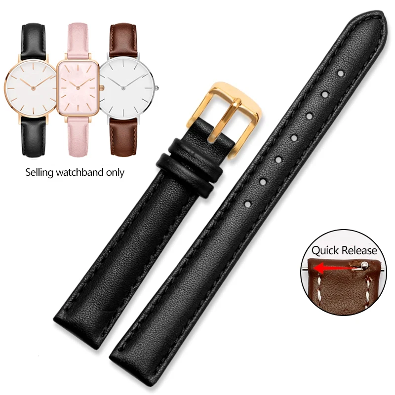 Elegant Quick Release Leather Watch Strap – Soft Cowhide Bracelet