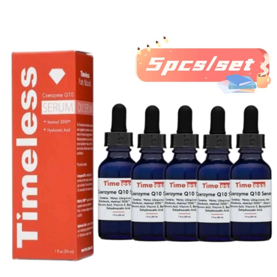 

5pcs Timeless Coenzyme Q10 Serum Hyaluronic Acid Deep Moisturizing Repair Sensitive Essence 30ml Skin Color Antioxidant Essence