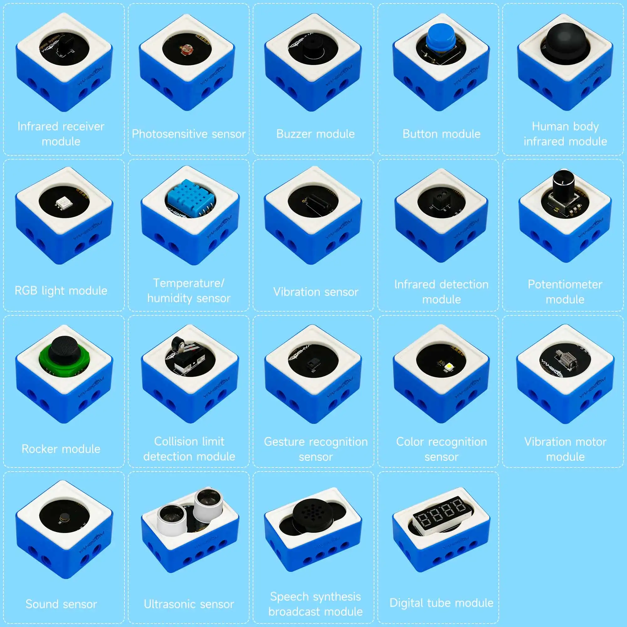 Building Block Sensor Module Kit Ultrasonic Infrared Light Sensor Sound Compatible MicroBit V2 V1.5 Raspberry Pi Pico