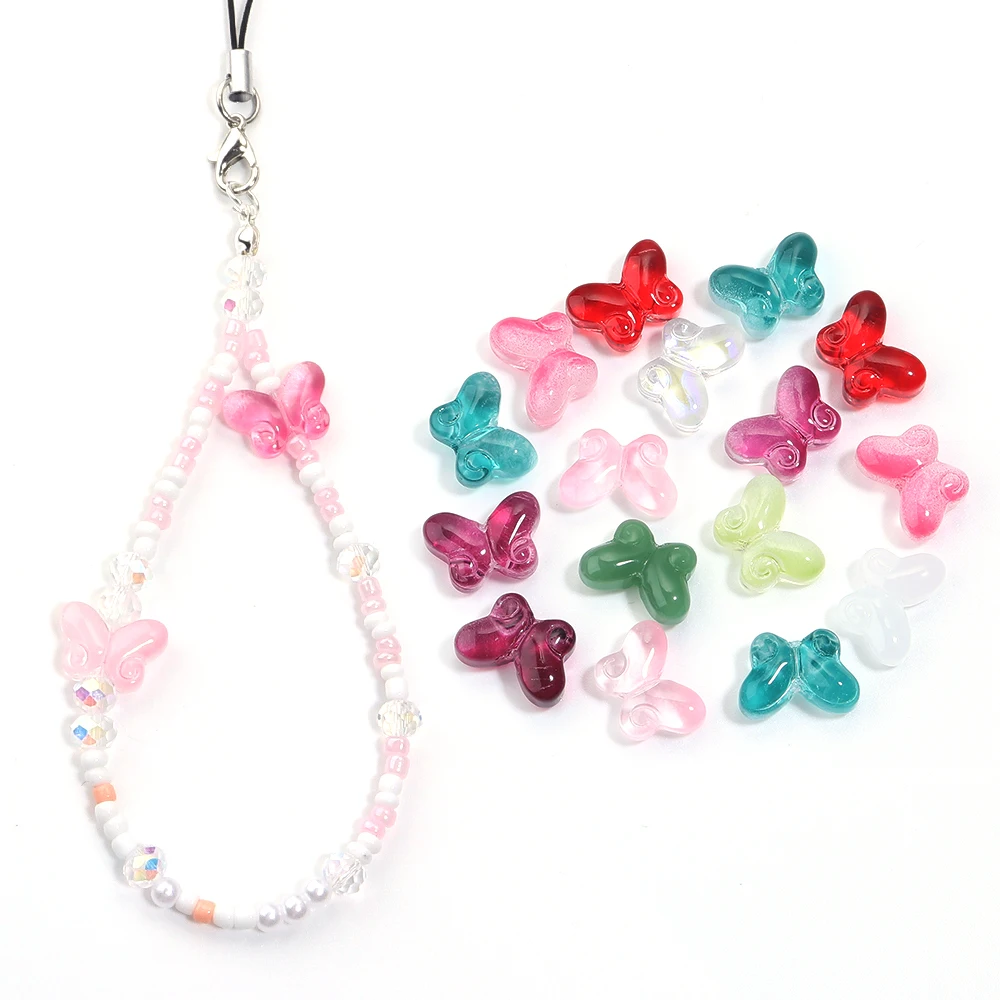 Colorful Glass Butterfly Lampwork Beads - 50pcs for Jewelry Making & DIY Accessories