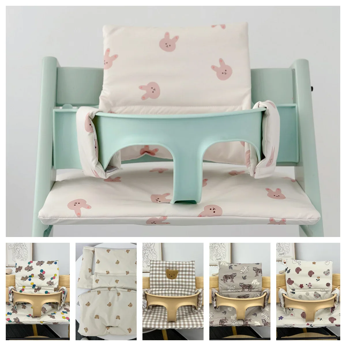 Cojín suave lavable para trona de bebé, alfombrilla de forro para asiento de cena, respaldo para silla alta Stokk Trip Trap