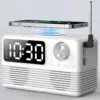 4-in-1 Wireless Charging Station with Fast 15W Charger, Bluetooth Speaker, Alarm Clock, and FM Radio for Bedroom Use