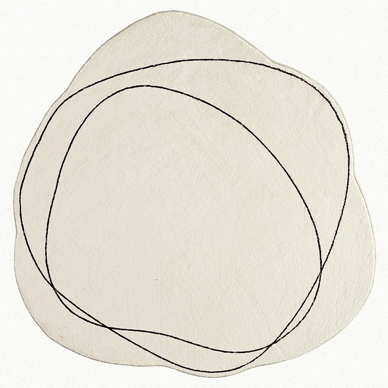 סלון שטיח מודרני מינימליזם סדיר צורת מופשט קו אמנות חדרי שינה פלאפי שטיח אופנה IG עיצוב הבית קטיפה מחצלת