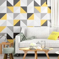 3D Gray Yellow Bedroom Non-woven Wallpaper Triangles Geometric Modern  Print  Non-self-adhesive Bedroom Decor Wall Paper Roll