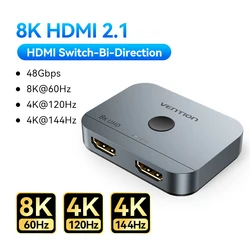 Vention 8K UHD Bi - Directional HDMI Switcher/Splitter (8K HDMI 2.1 Grey)