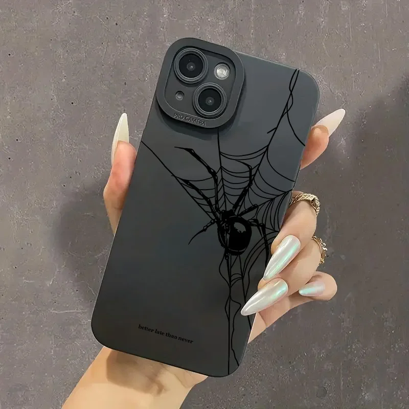 Halloween Black Spider Web Print Matte Soft Phone Case Cover