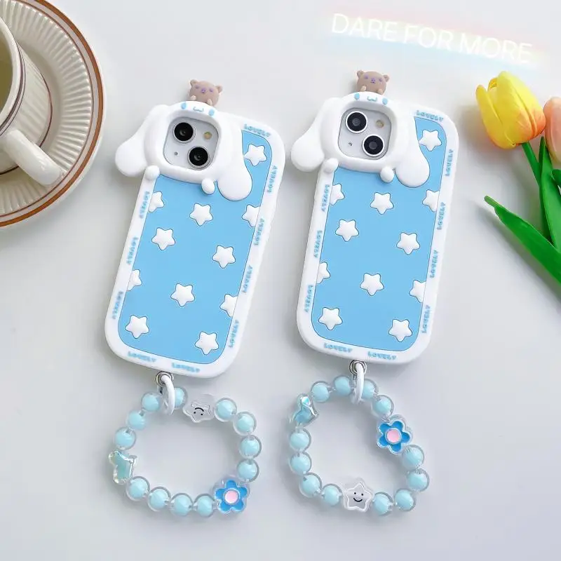 

Cinnamoroll Phone Case Kawaii Sanrio Anime Pom Pom Purin Cute Cartoon Girly Heart iPhone 12/13Pro/14Promax Toy for Girls