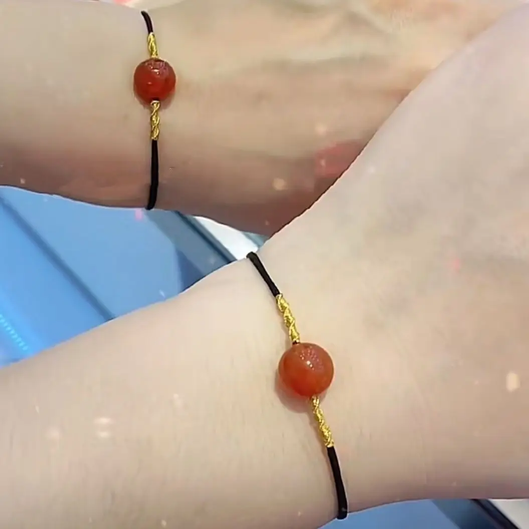 Tiktok Same Style Lucky Jequirity Bean Popular Bracelet Adjustable Bracelet Temperament Girlfriend Gifts