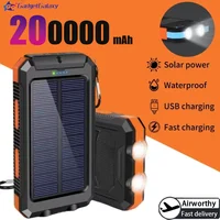 200000mAh Solar Mobile Power Bank Waterproof Outdoor Durable Portable Fast Charging Suitable 2Led Light For iPhone Xiaomi Huawei 1